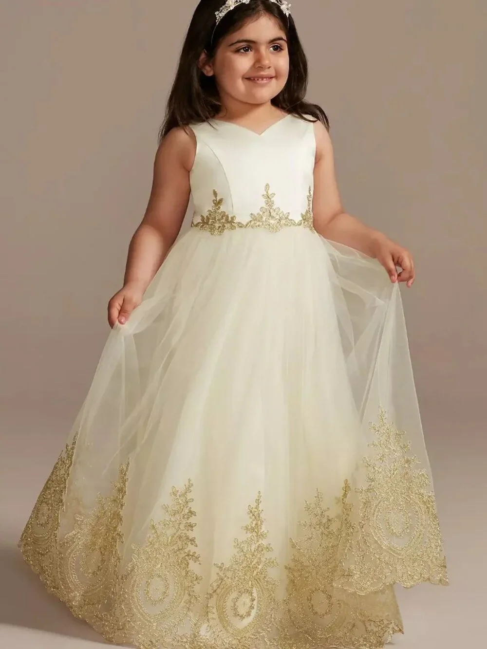Organza Corded Applique Flower Girl Tank - Picture 1 of 2